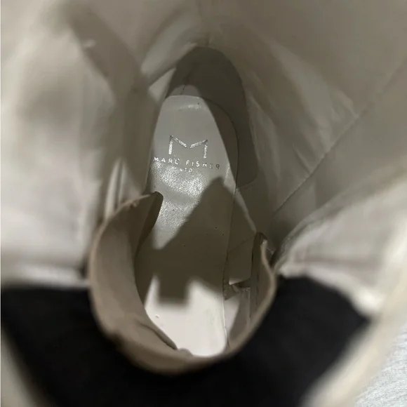 Marc Fisher White Leather Winter Zip-up Ankle Boot - Picture 9 of 13